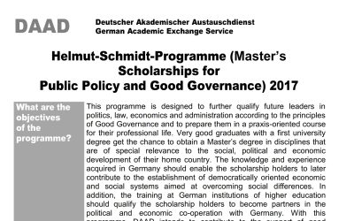 Helmut-Schmidt-Programme (Master’s Scholarships for Public Policy and Good Governance) – June 2016