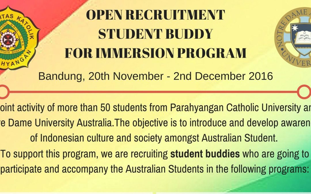 Open Recruitment: Student Buddy for Immersion Program (November 2016)